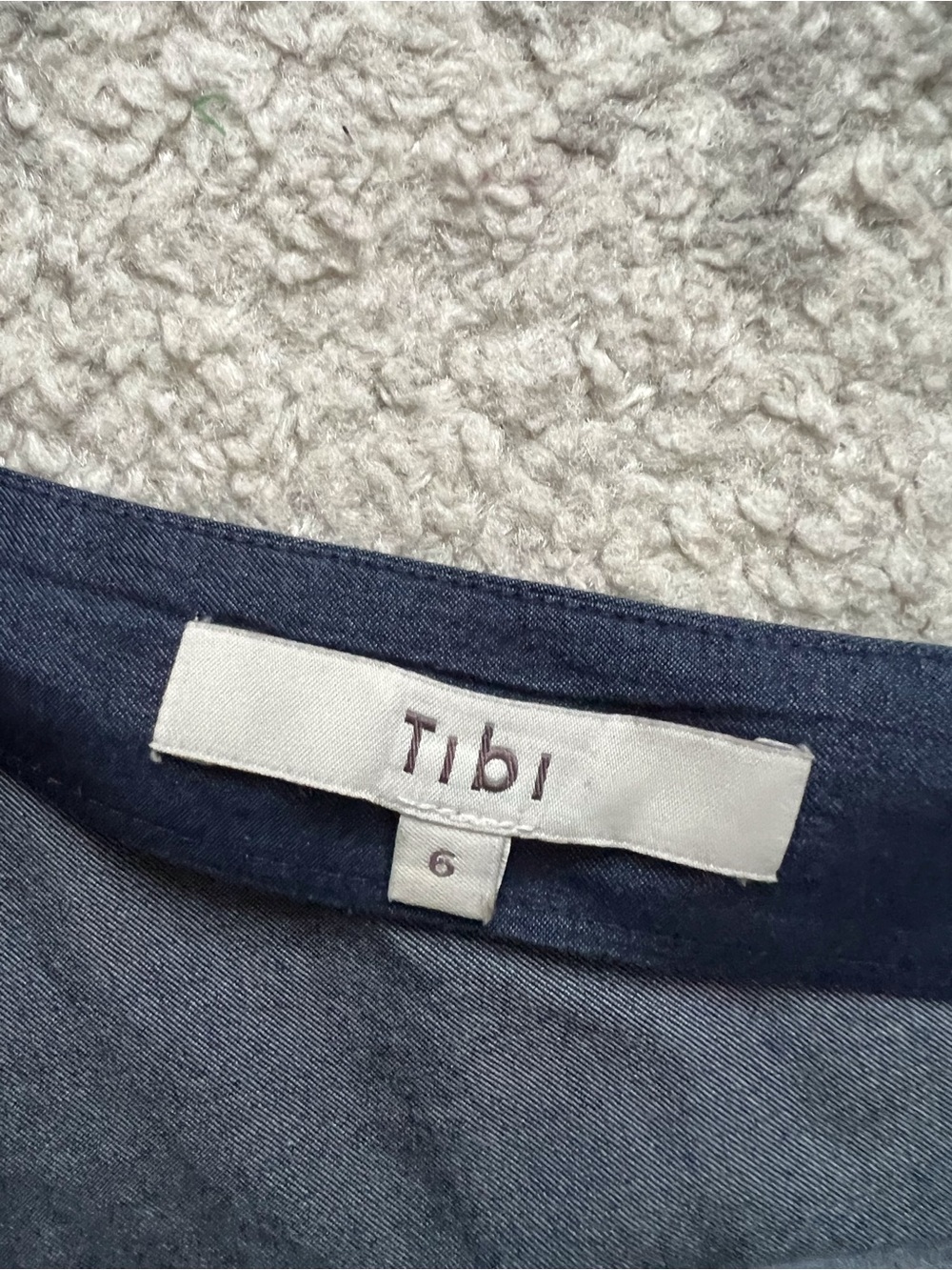 Tibi Chambray Off Shoulder Dress Designer Ruffle Mini Dark Blue Women’s 6 - Picture 5 of 7